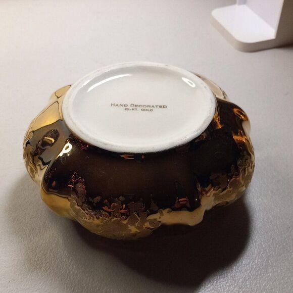 Vintage Elegant Weeping Gold Leaf 22Kt Candy/Trinket Dish - Picture 3 of 5